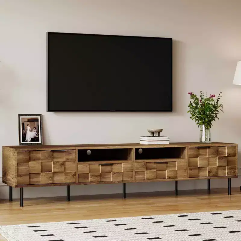 MAYEERTY Mid Century TV Stand with 2 Drawers, Media Console Table for TVs up to 85, Entertainment Center with STorage for Living Room