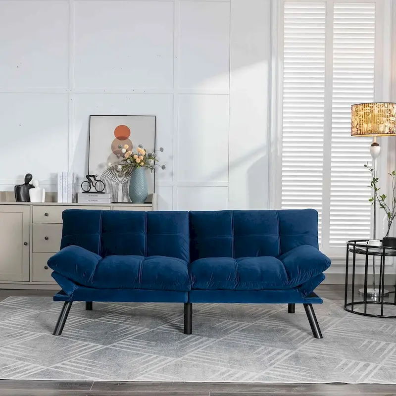 Modern Upholstered 2-Seater Sofa Bed with Adjustable Backrest and Armrests - 70:l