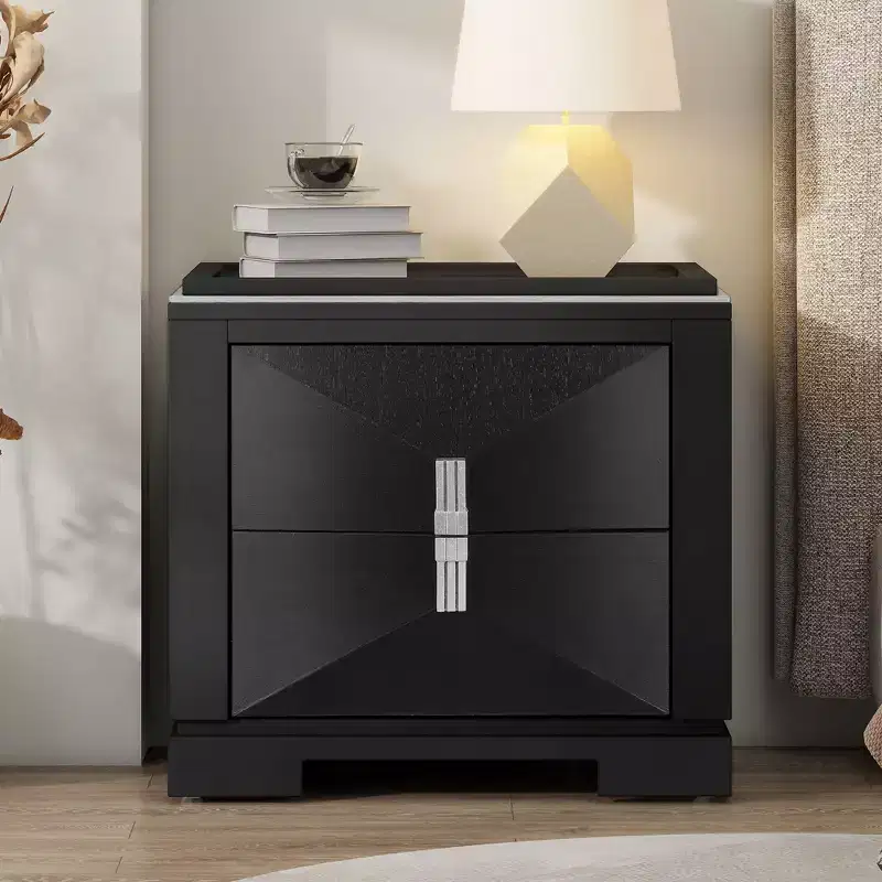 Christopher Knight Home Baldros Mid-Century Modern Wooden Nightstand with 2 Drawers
