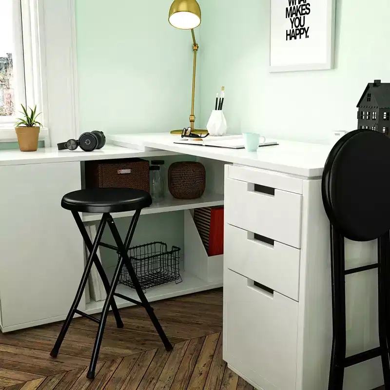 COSCO 24 Backless Vinyl Padded Folding Stools, 4-Pack, Black