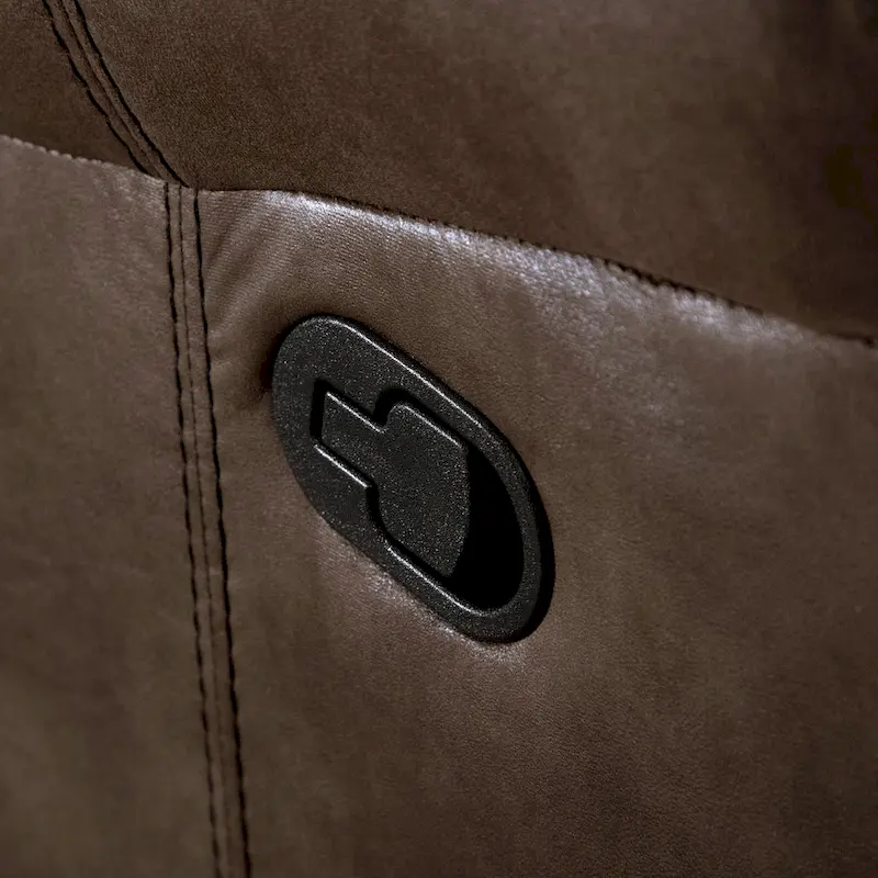 Verne Brown Manual Microsuede Reclining Sofa with Flip Down Cup Holders