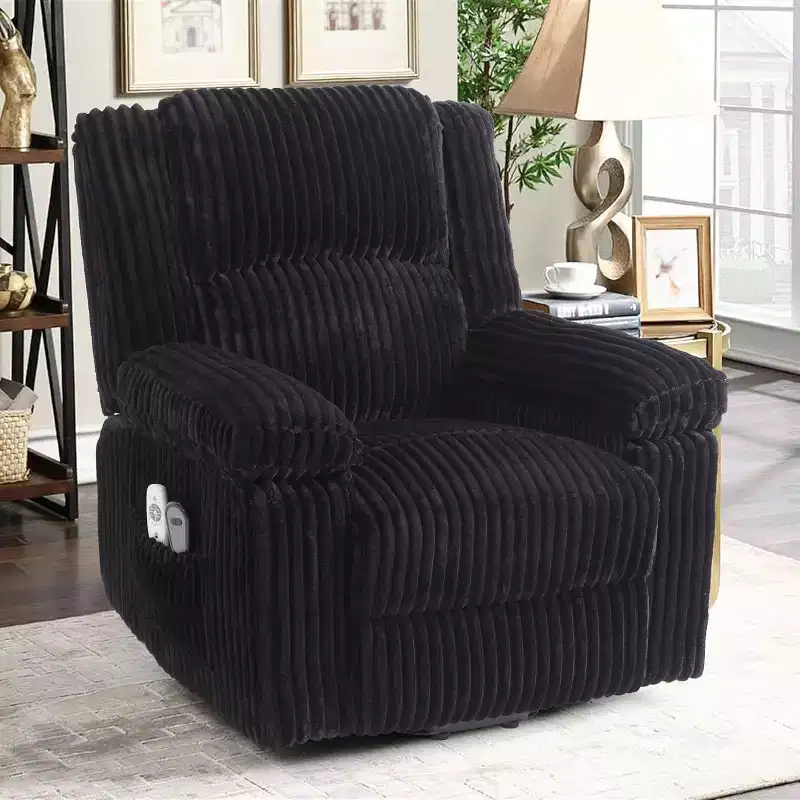 Acekool Power Lift Recliner Chair with Heat and Massage, Plush Corduroy Upholstery, Electric Reclining Lift Chair for Elderly, Living Room