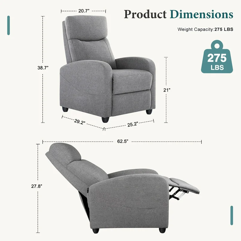 Massage Recliner Push Back Reclining Chair Home Theater Recliner Armchair