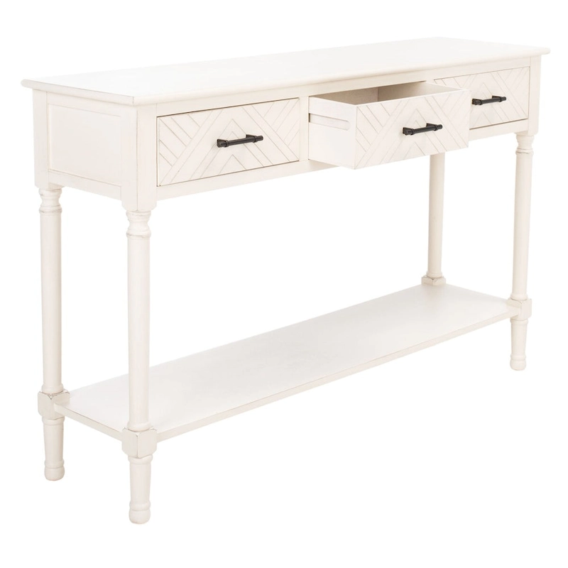 SAFAVIEH Jeanie 3-Drawer Bottom Shelf Console Table - 47.3 W x 13 L x 29.5 H - 47Wx13Dx30H