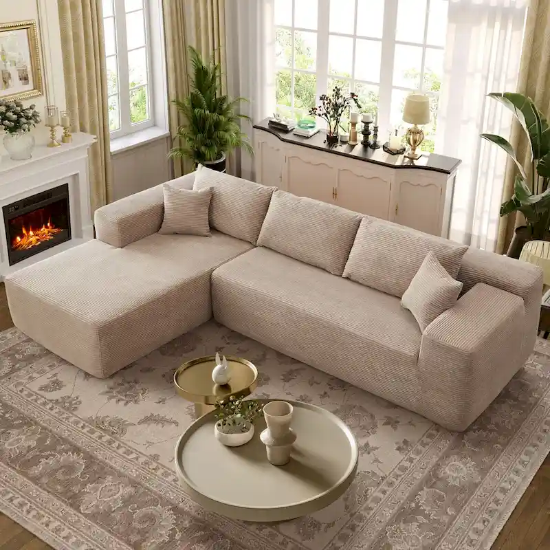 OVIOS Pit Stripes No Assembly Required Chaise Sofa