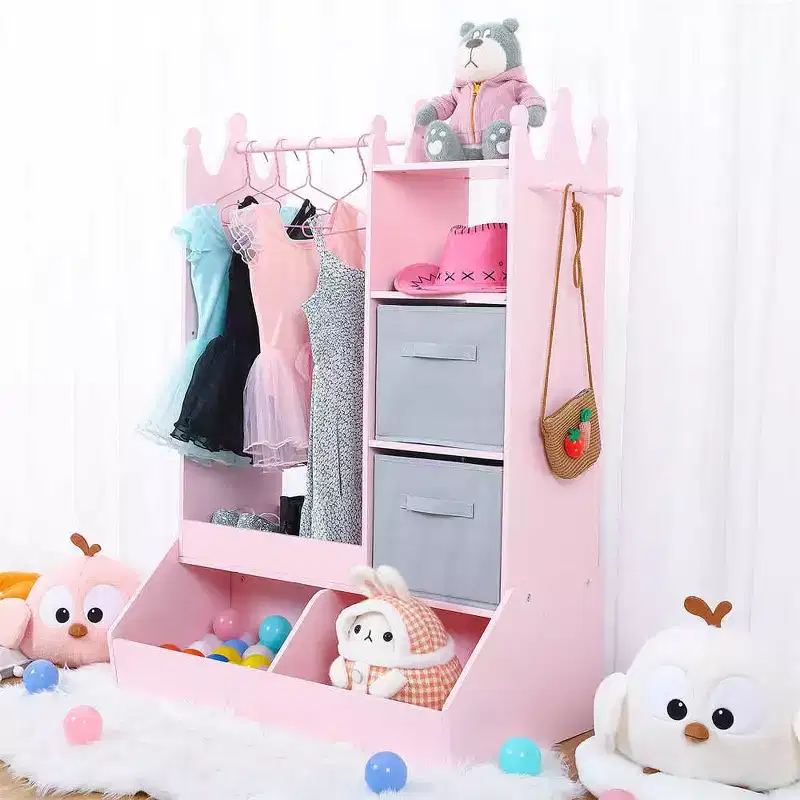 Dress-Up Storage for Girls - Features Light, Mirror, Clothing Rack, and Storage Bin