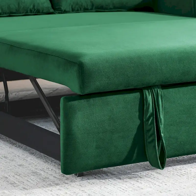 55 Modern Convertible Sofa Bed with 2 Detachable Arm Pockets