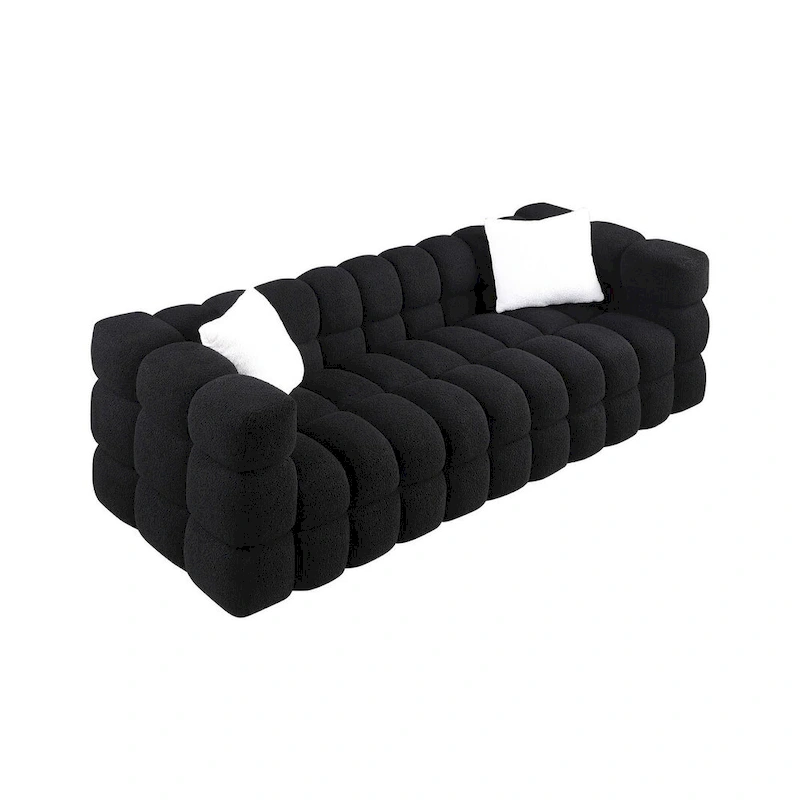 Modern 84.3 Boucle 3-Seater Sofa with Pillows