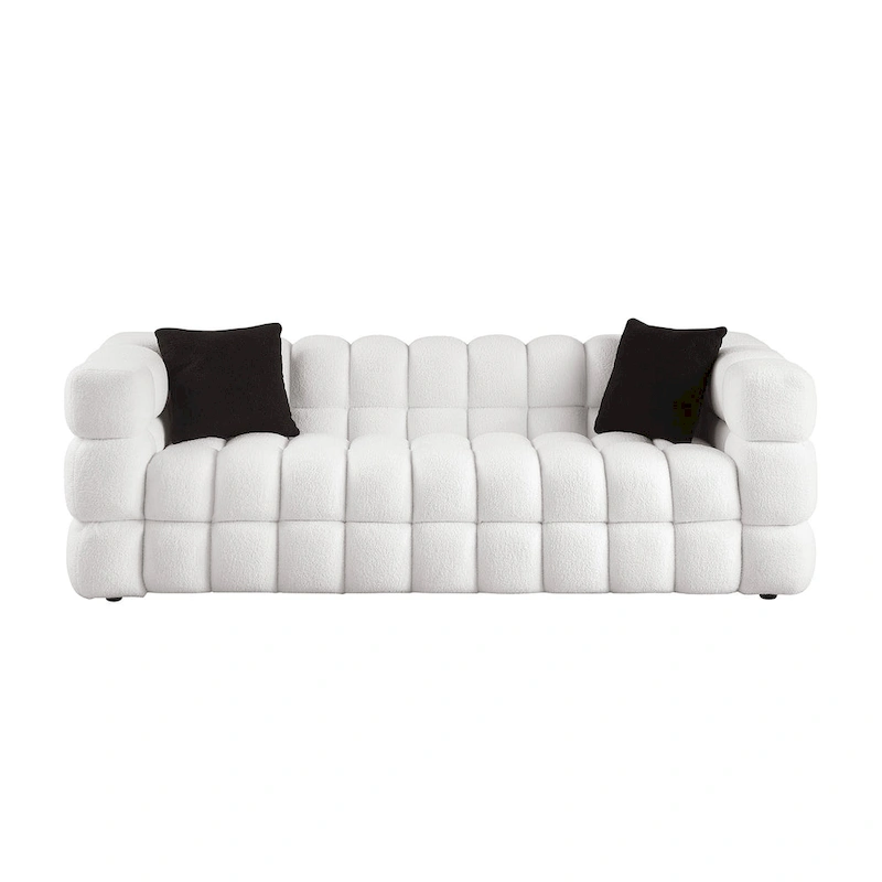 Modern 84.3 Boucle 3-Seater Sofa with Pillows