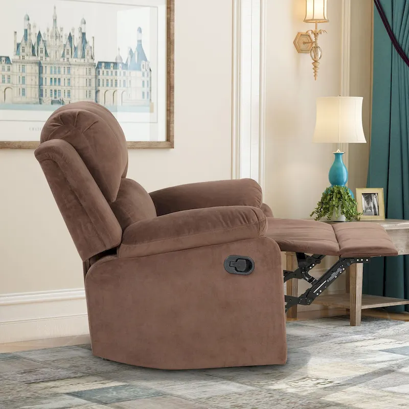 Ebello Breathable Skin Friendly Fabric Soft Padded Manual Recliner Chair