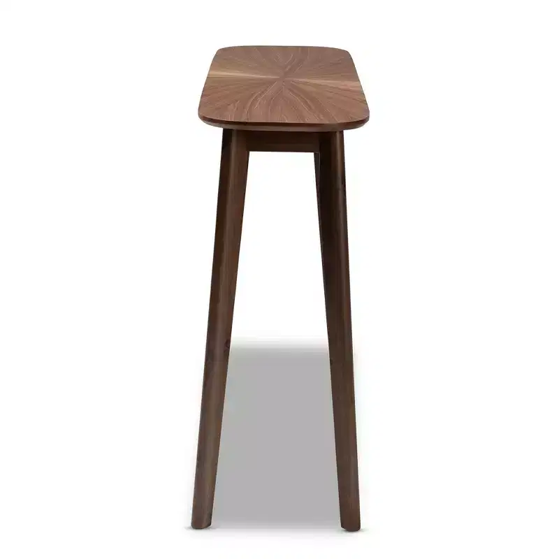 Baxton Studio Wendy Wood Console Table Walnut: Rubberwood Entryway Furniture, Sunburst Pattern, Mid-Century Design