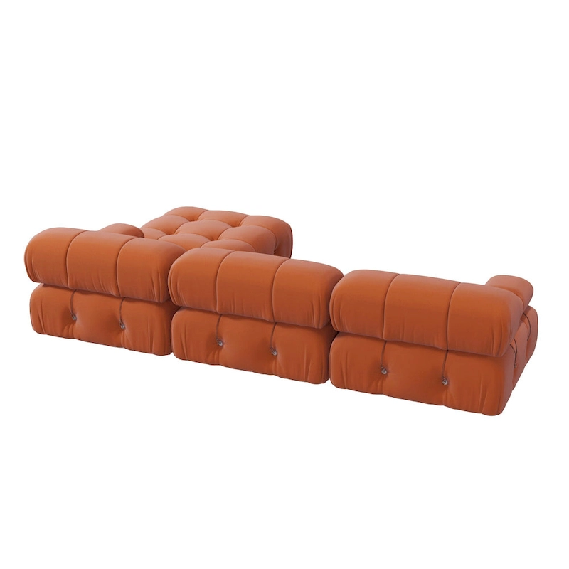 104 Wide Velvet Reversible Modular Sofa & Chaise with Ottoman