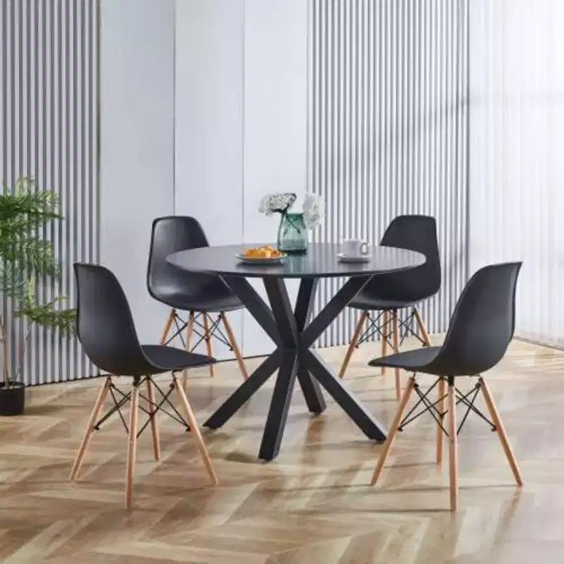 Table cross leg Mid-century Dining Table for 4-6 people With Round Mdf Table Top, Pedestal Dining Table, End Table Leisure Coffee Table