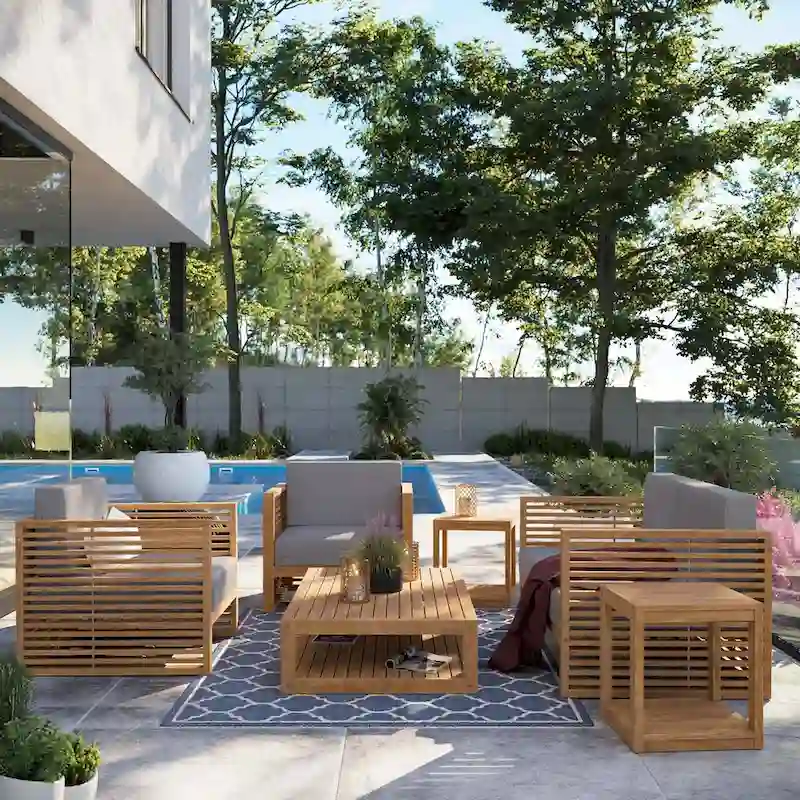 Carlsbad 6-Piece Teak Wood Outdoor Patio Outdoor Patio Set