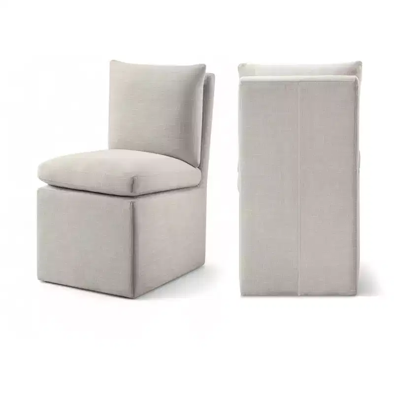 Meridian Furniture Nelori Linen Textured Performance Fabric Dining Chair, Set of 2