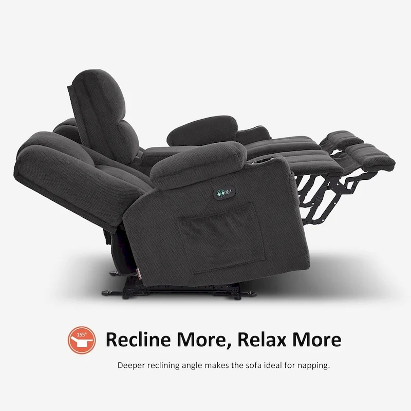 MCombo Electric Power Reclining Sofa with Massage and Lumbar Heat, Fabric 6015/6025/6035/6045
