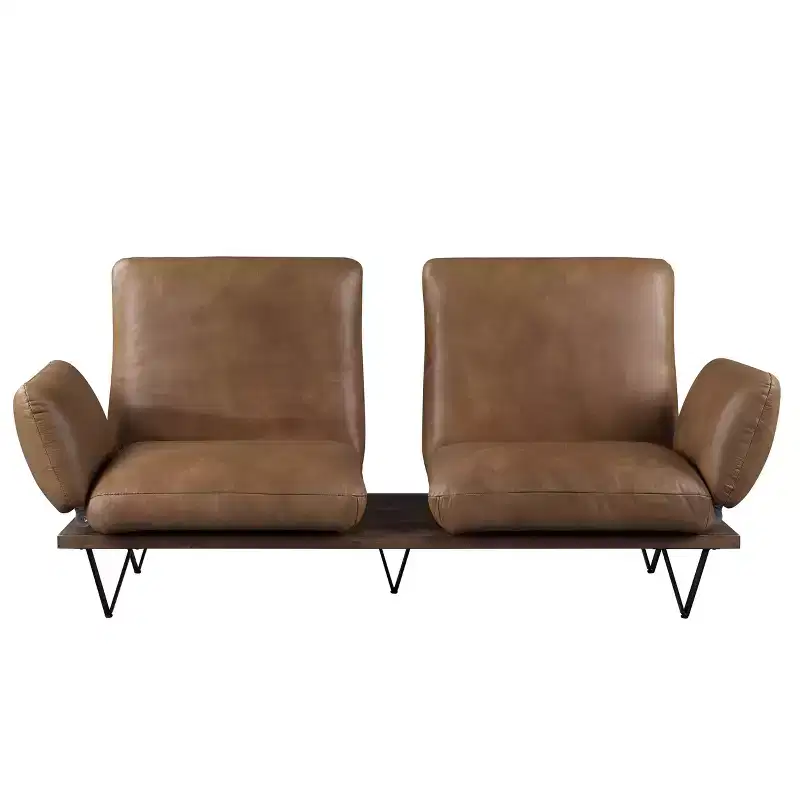 88 Narech Sofa with Swivel Nutmeg Top Grain Leather - Acme Furniture: Includes 2 Accent Pillows, Wood Frame