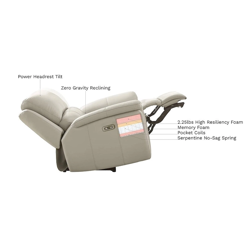 Hydeline Erindale Zero Gravity Power Recline and Headrest Top Grain Leather Sofa