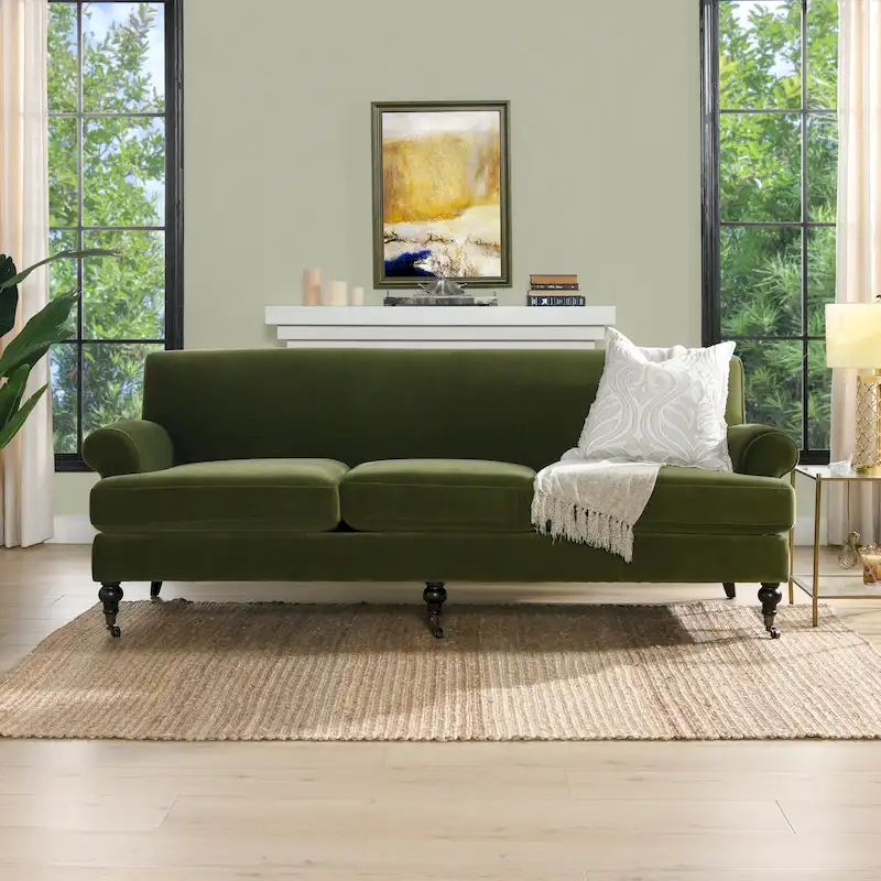 Alana Lawson 88 Inch Living Room Sofa  Three Cushion Couch with Rolled Arms and Tight Back  Minimal Assembly Required