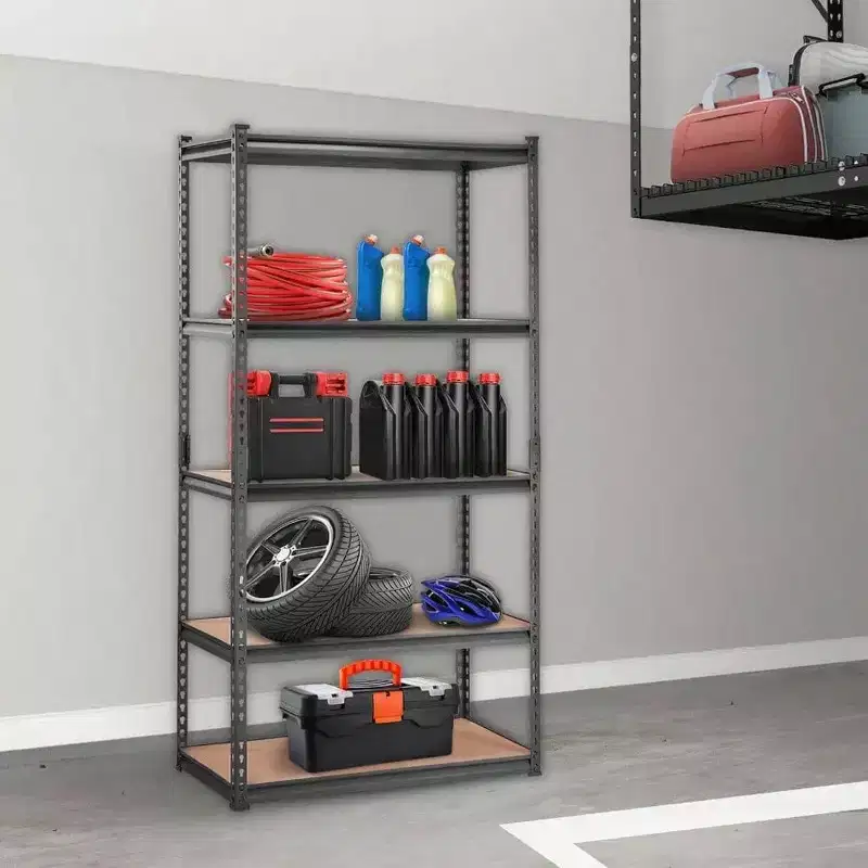 5 - Tier Heavy Duty Metal Shelves 2000 lbs Black Garage Kitchen Pantry Basement Laundry Storage Rack 36x18x72 Inch