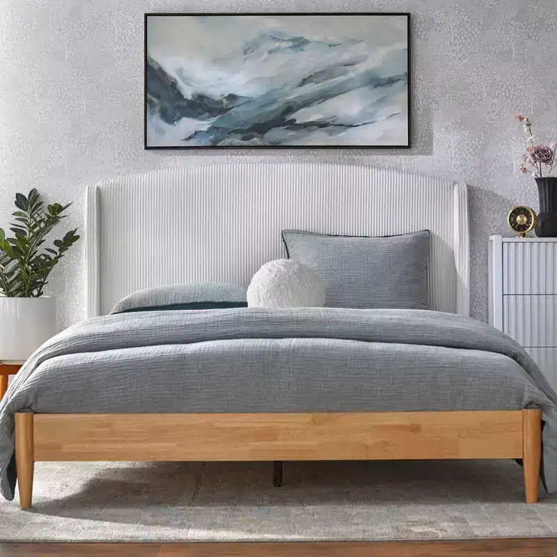 Lifestorey Catalina Platform Corduroy Queen Bed White