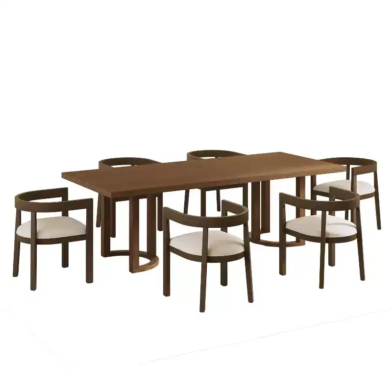 Christopher Knight Home Tyler Modern 7pc Rubberwood Upholstered Dining Set Beige/Walnut