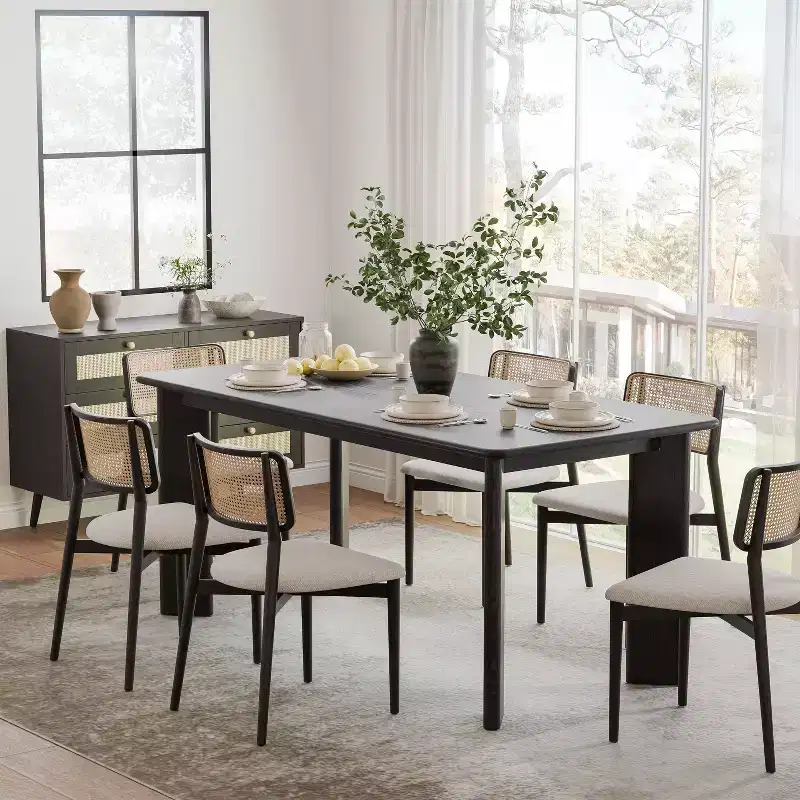 PexFix Solid Wood Farmhouse Dining Table Square Wood Top for Modern Dining Rooms & Family Gatherings