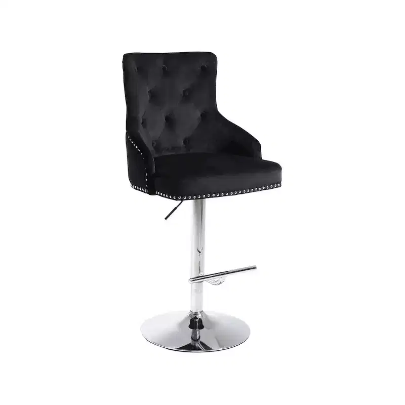 Meridian Furniture,Claude Black Velvet Adjustable Stool