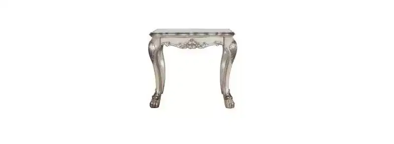 24 Vintage Bone White Solid Wood And Polyresin Square End Table