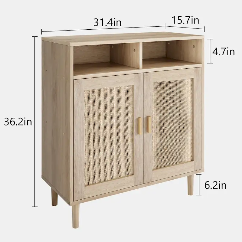 Rattan Sideboard Buffet Cabinet with Shelf