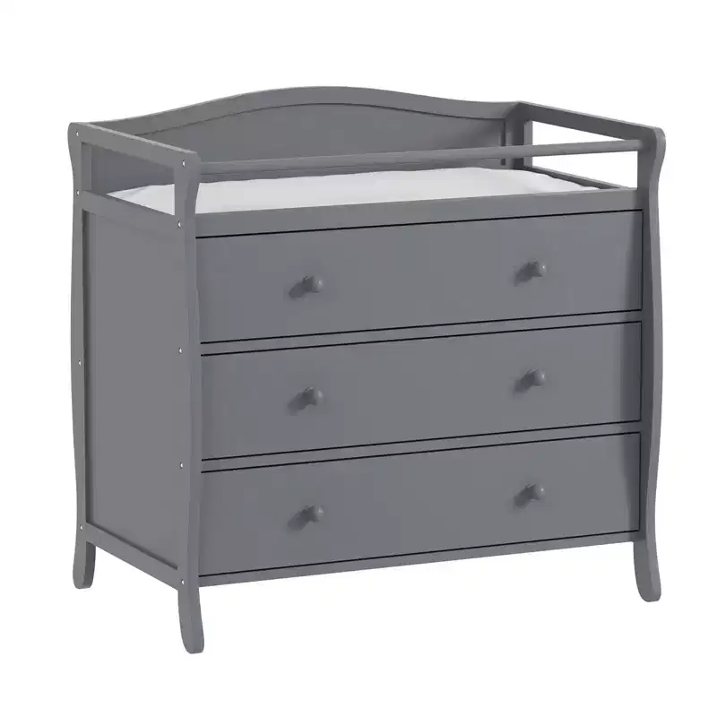 3-Drawer Changing Table, Wooden Diaper Changing Table,Infant Diaper Changing Station Dresser with 3 Drawers, Safety Rail & Strap for Bedroom, Nursery