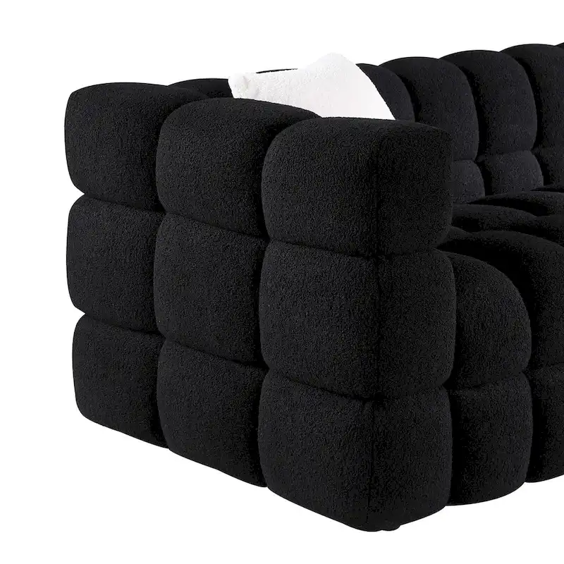 Modern 84.3 Boucle 3-Seater Sofa with Pillows