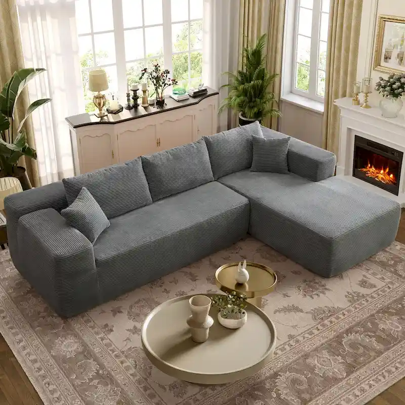 OVIOS Pit Stripes No Assembly Required Chaise Sofa