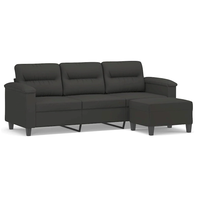 vidaXL Couch Modern Accent Upholstered Chair with Footstool Microfiber Fabric