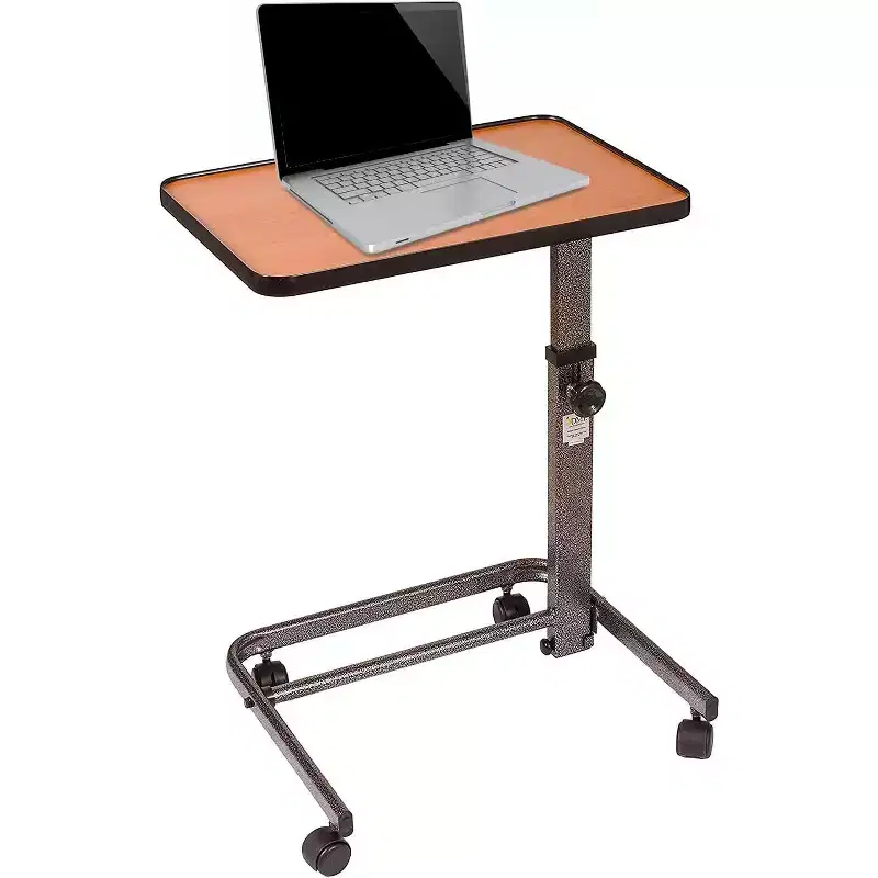 DMI Tilt-Top Overbed Table, Bedside Table with Wheels, Hospital Bed Table, Bed Trays for Eating, Bed Trays, Rolling Tray Height 25.5-38.5