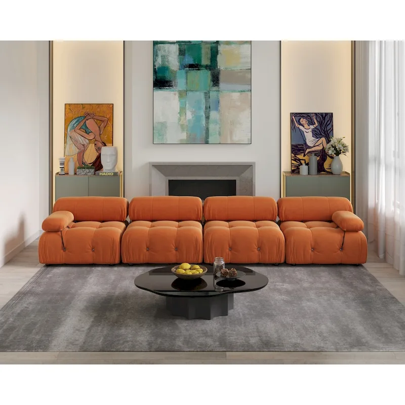 138 Convertible Modular Sectional Sofa, Luxury Modern 4-Seat Wide Couch Sectional for Living Room Bedroom Office Apartment