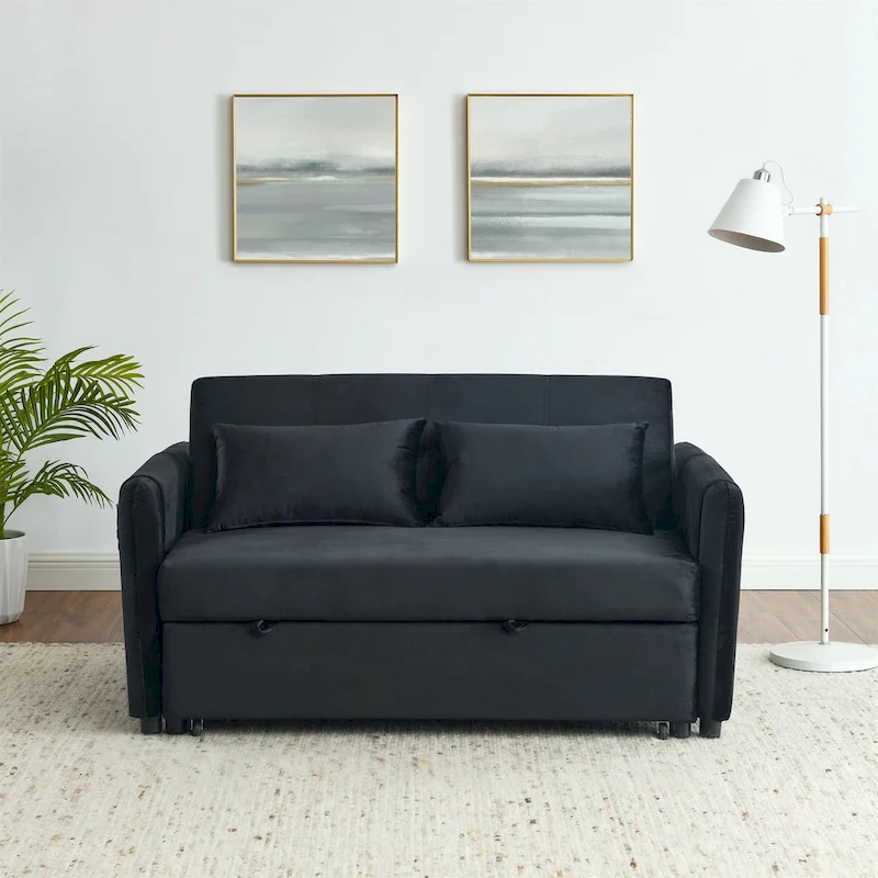 3-in-1 Versatile Velvet Double Sofa with Pullout Bed