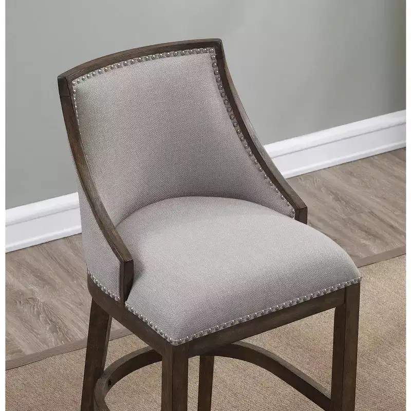26in Counter Height Barstool with Upholstered Seat & Solid Birch Frame, Drift Brown