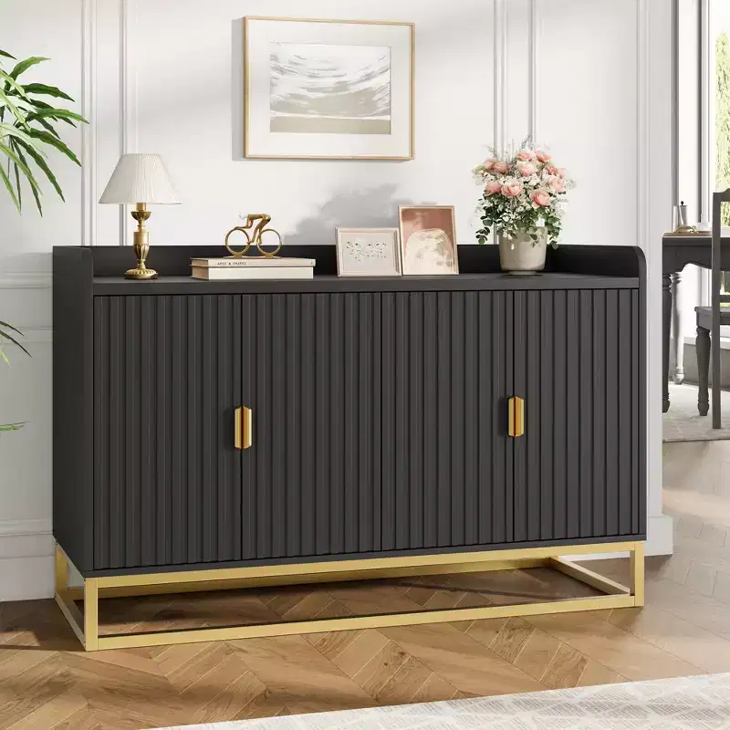 Storage Accent Sideboard with 4 Doors Modern Buffet Table for Living Room Kitchen Dining Room