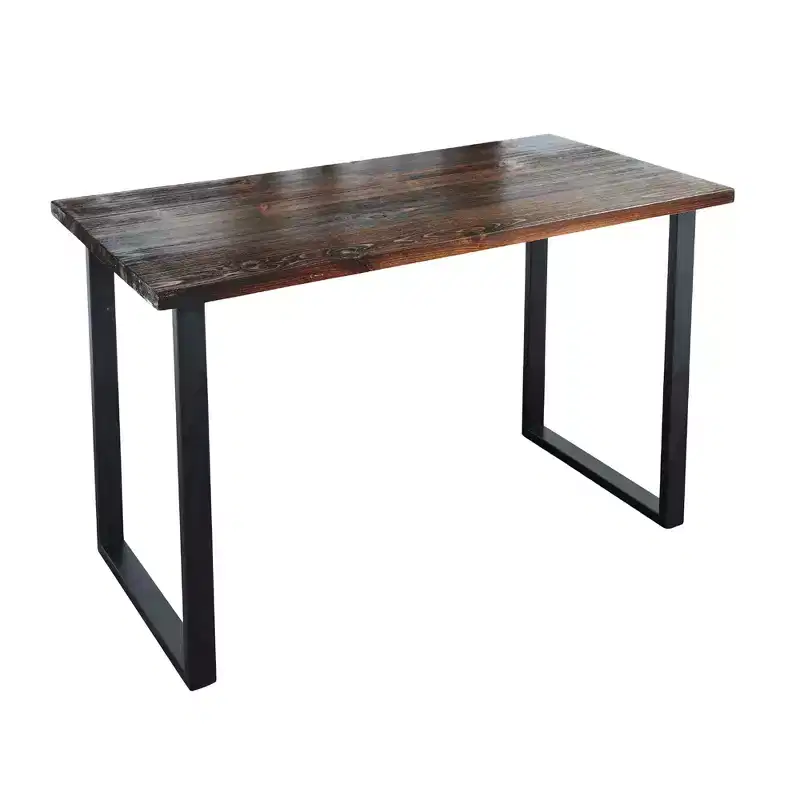 Black Solid Wood Desk with 28-Inch Landscape Pipe Legs