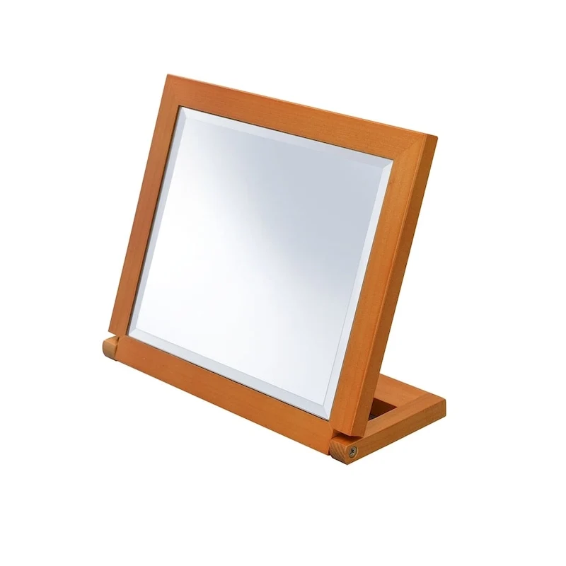 Rectangle Walnut Frame Beveled Vanity Tilted Mirror - Brown