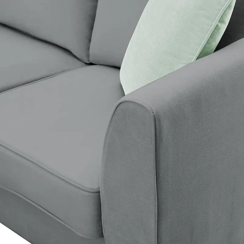 112-inch L-shaped 7-seat Modular Sectional Sofa with Ottoman and Three Pillows - 112W x 87D x 33H