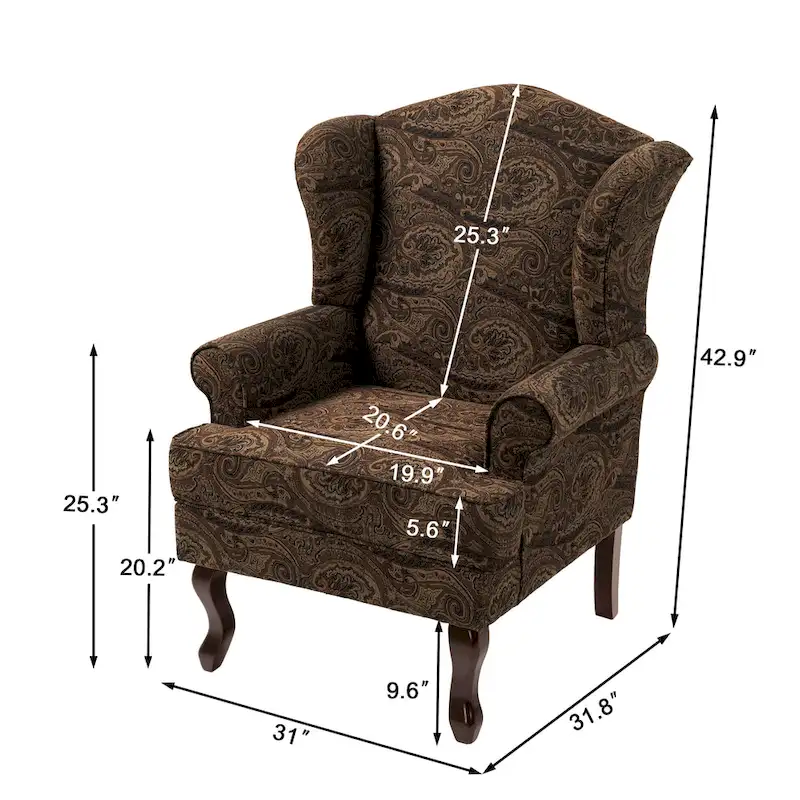Mid-Century Modern Upholstered Wingback Accent Chair