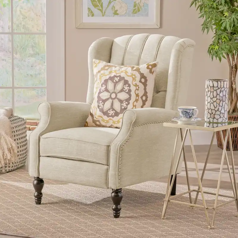 Walter Tufted Fabric Wingback Recliner Club Chair by Christopher Knight Home
