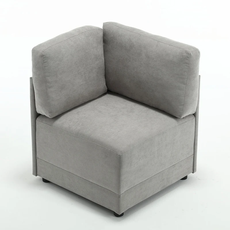 Modern Modular 3 Piece Reversible Sectional Linen Sofa Couch Optional in Free Combination