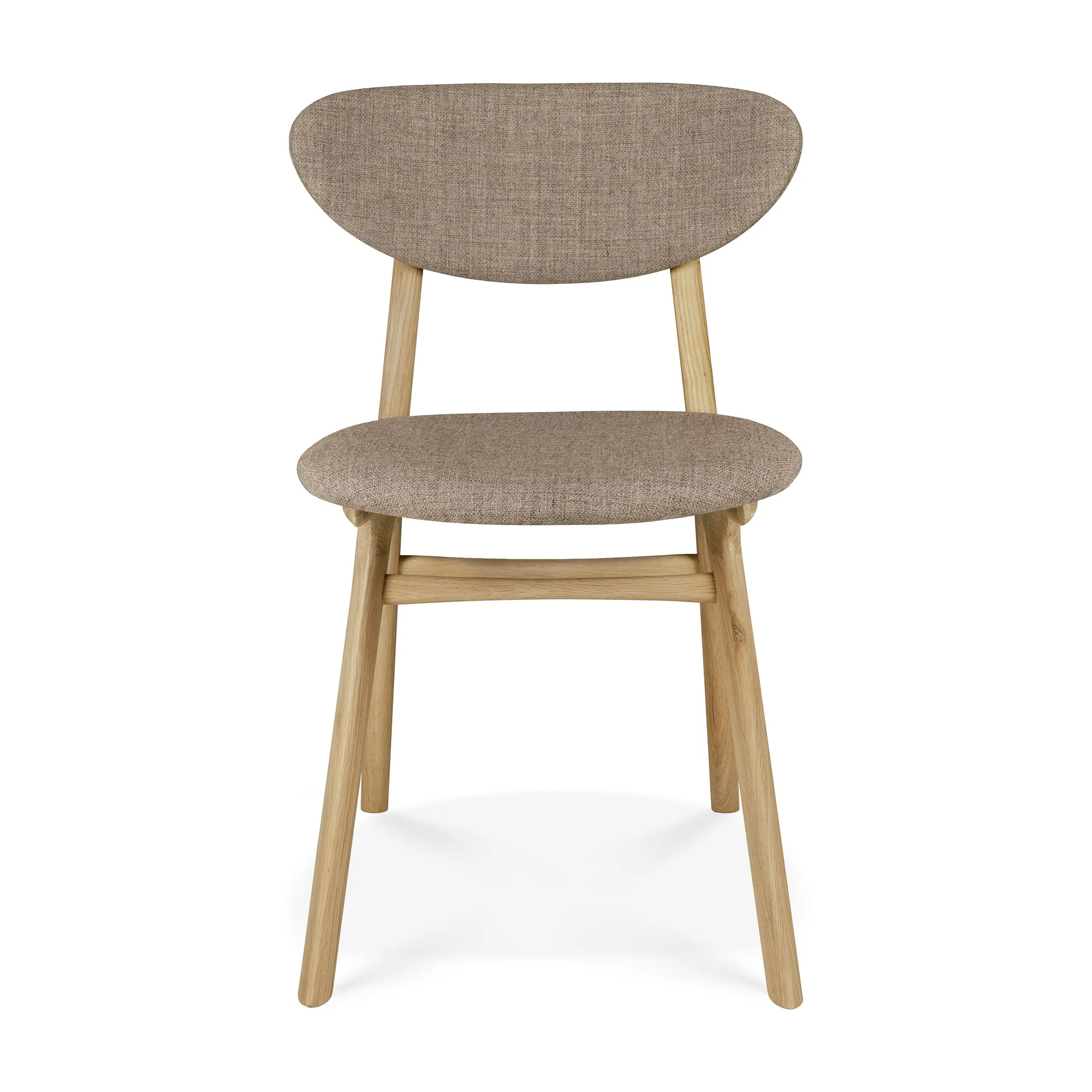 Contemporary Oak & Fabric Dining Chair with Angular Legs and Curved Backrest for Dining Rooms