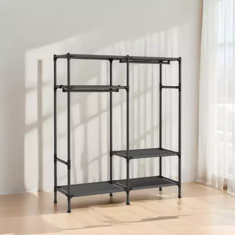 65 Inch Freestanding Portable Wardrobe Heavy Duty Clothes Rack Hanging Closet Organizer, Clothing Storage for Cloakroom and Bedroom