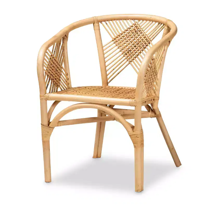Kagama Rattan Dining Chair Brown - bali & pari: Bohemian, Bamboo, Comfort Design, Stable Base