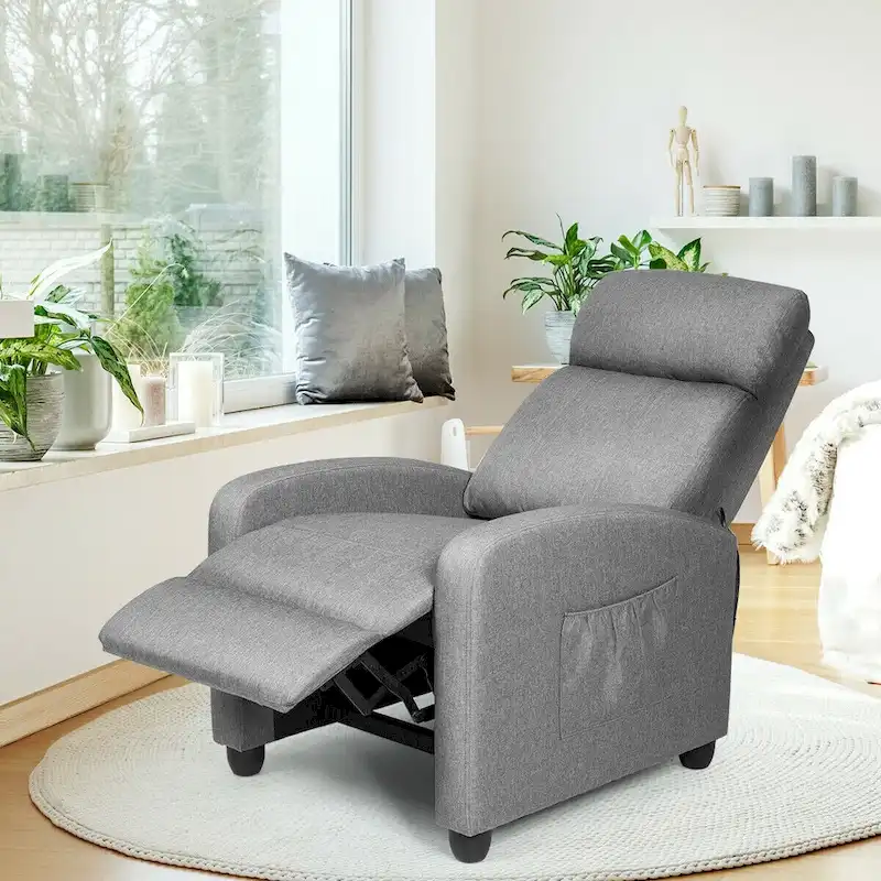Gymax Massage Recliner Chair Single Sofa Padded Seat w/ Footrest