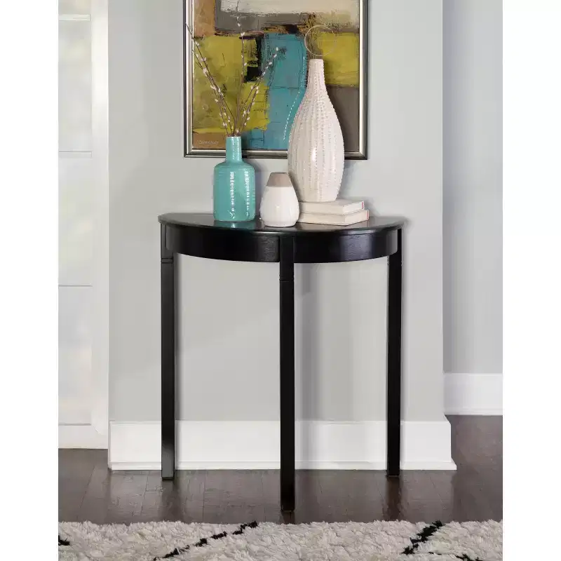 Black Cherry & Black Half-Moon Console Table, Single